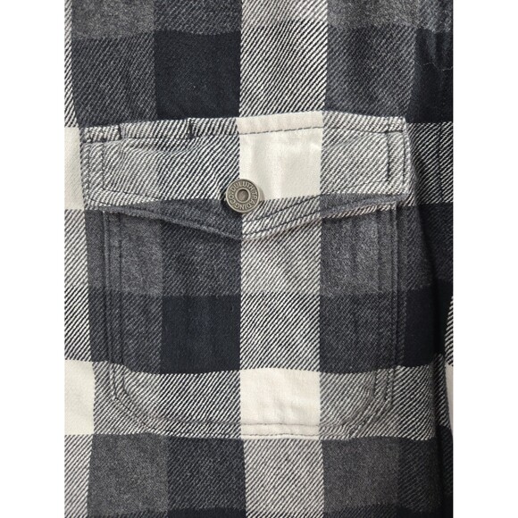 Duluth Trading Co Flapjack Fleece-Lined Shirt Jacket Black White Plaid Men's XL - Picture 4 of 12